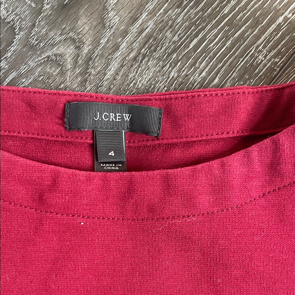 J. Crew Burgundy Sheath Mini Dress with Navy Trim - Picture 2 of 2